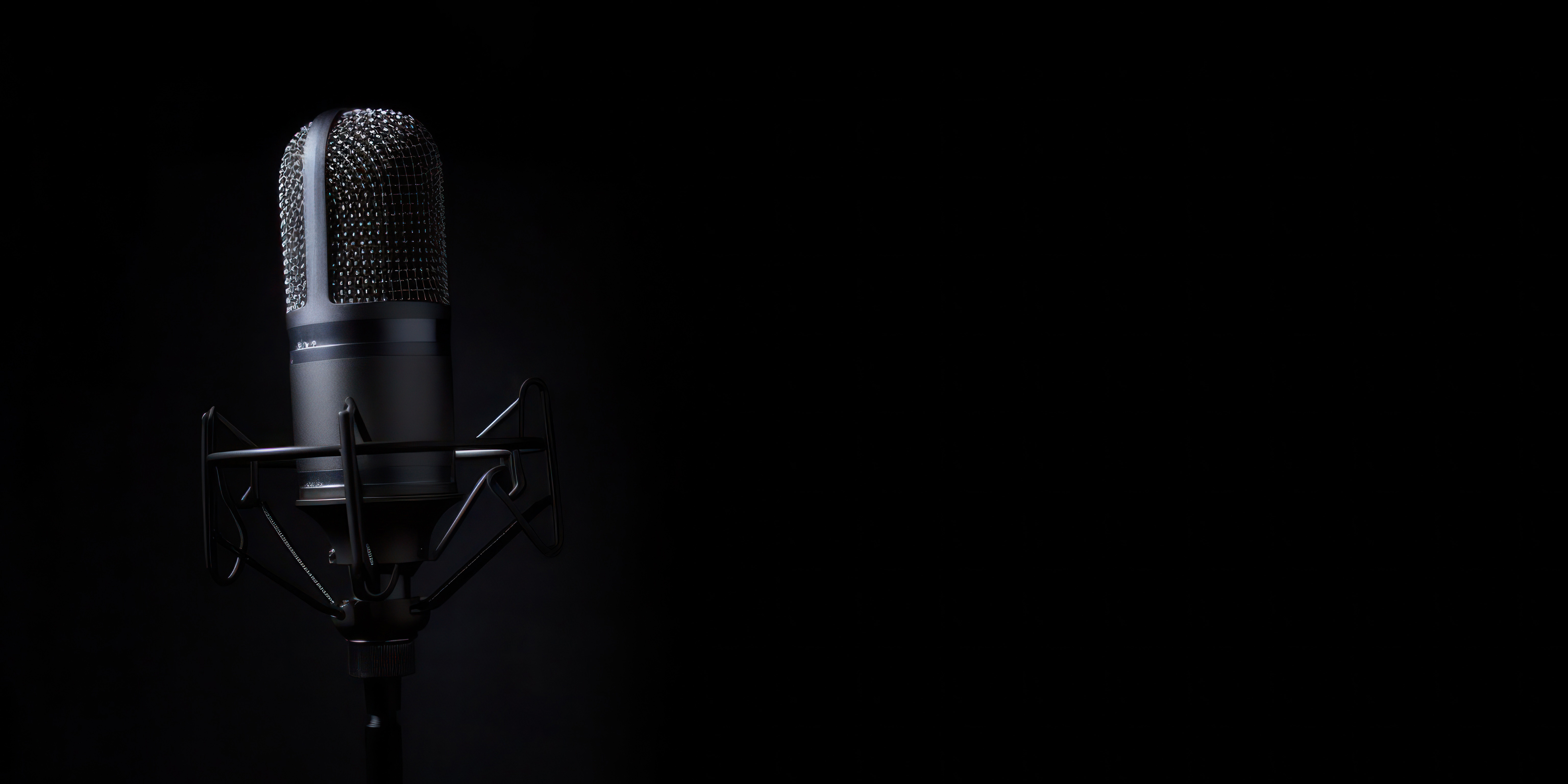 Studio Podcast Microphone on Dark Background